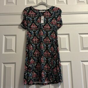 Black floral shift dress